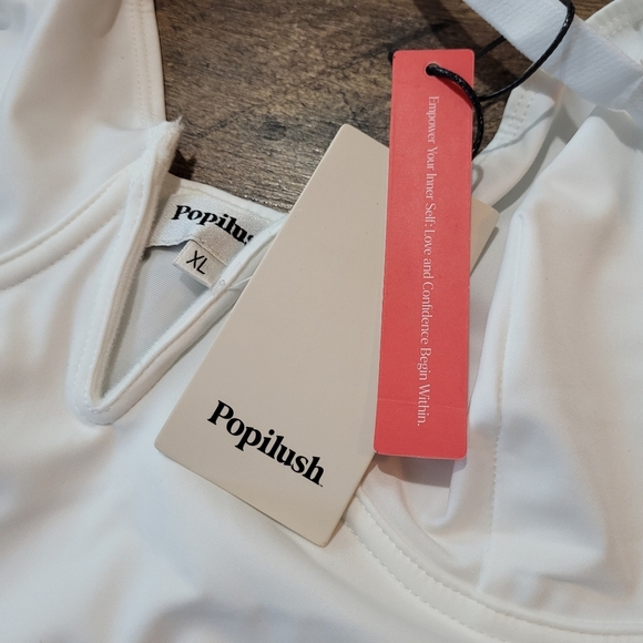 Popilush Women's White Deep V Shapewear Tummy Control Corset Bodysuit Size XL - Picture 9 of 10